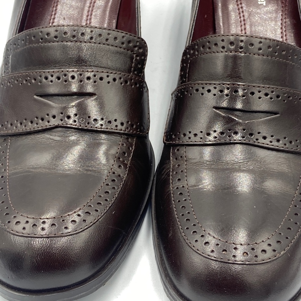 Etienne Aigner Brown Leather Dress Shoes Size 9M Slip-On Heels E-Greeley Brazil - Picture 11 of 14
